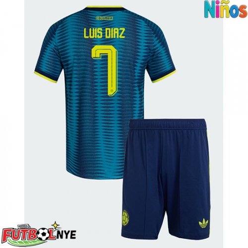Camiseta Colombia Luis Diaz #7 Visitante Equipación para niños Mundial 2026 manga corta (+ pantalones cortos)